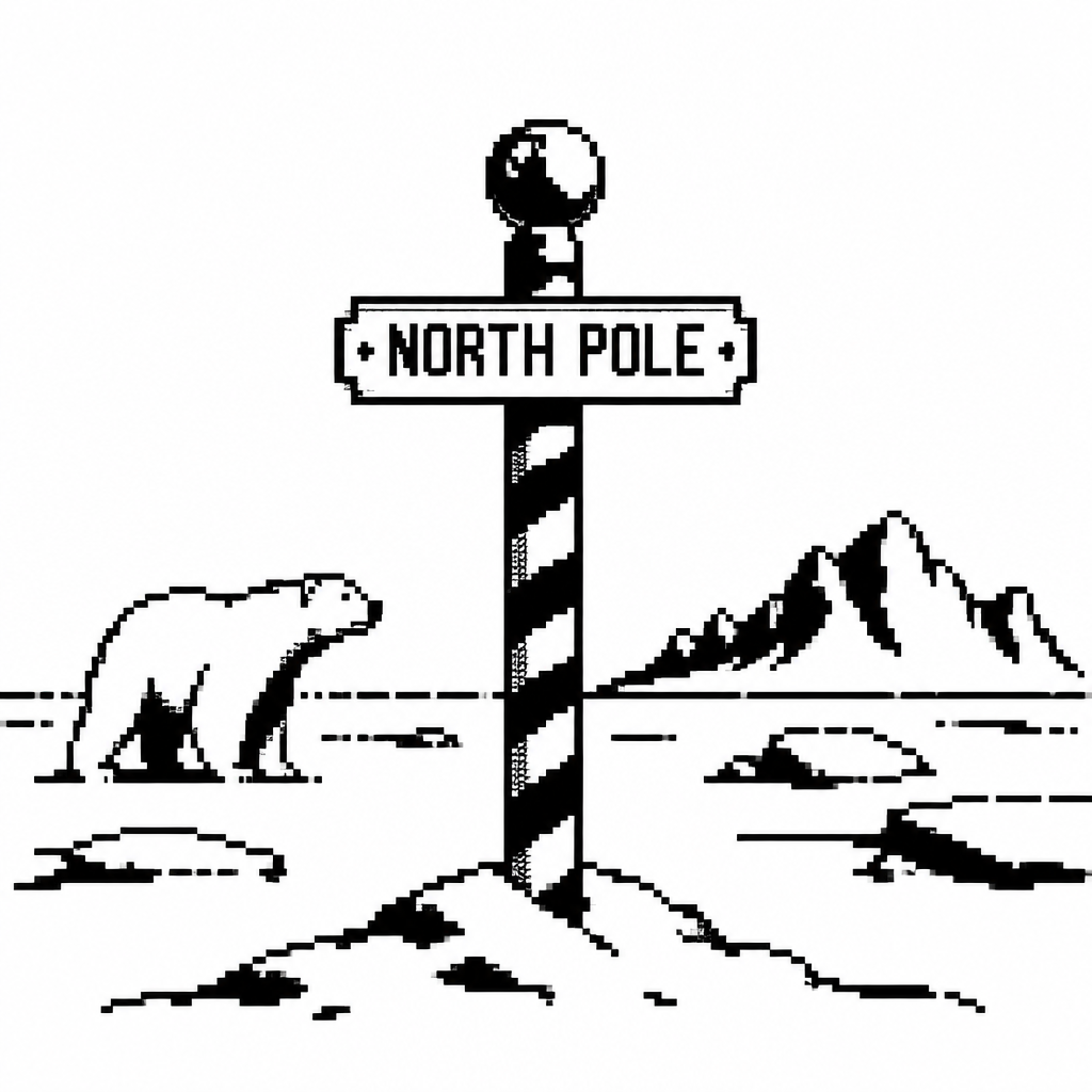 High contrast image of the North Pole. White background