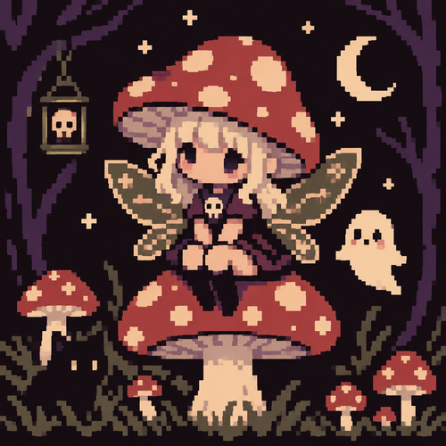 Spooky cute kawaii mushroom fairy 