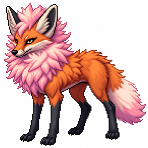 Cartoon cotton candy maned wolf, full body, white background