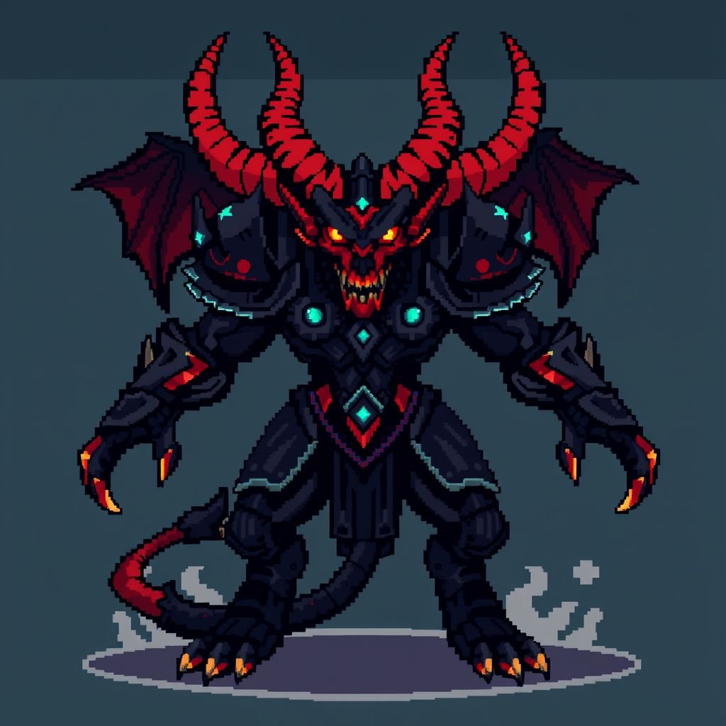 Fantasy boss demon sprite 2D full body facing