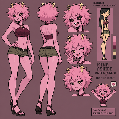 Total drama island heather clothes ashido anime  my hero academia anime anatomy 