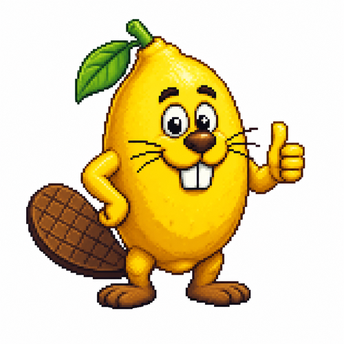 Cartoon lemon beaver, full body, white background