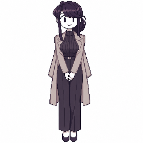 Jaiden animations but with the clothes and hair of the character Komi shuuko mother, full body front perspective