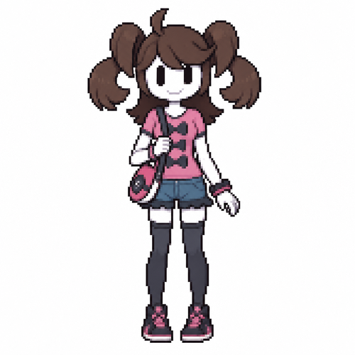 Jaiden animations but with the clothes and hair of the character original Shauna pokegirl, full body front perspective 