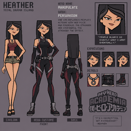 Total drama island heather my hero academia  anatomy 