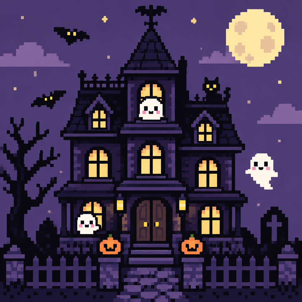 Cute kawaii haunted house