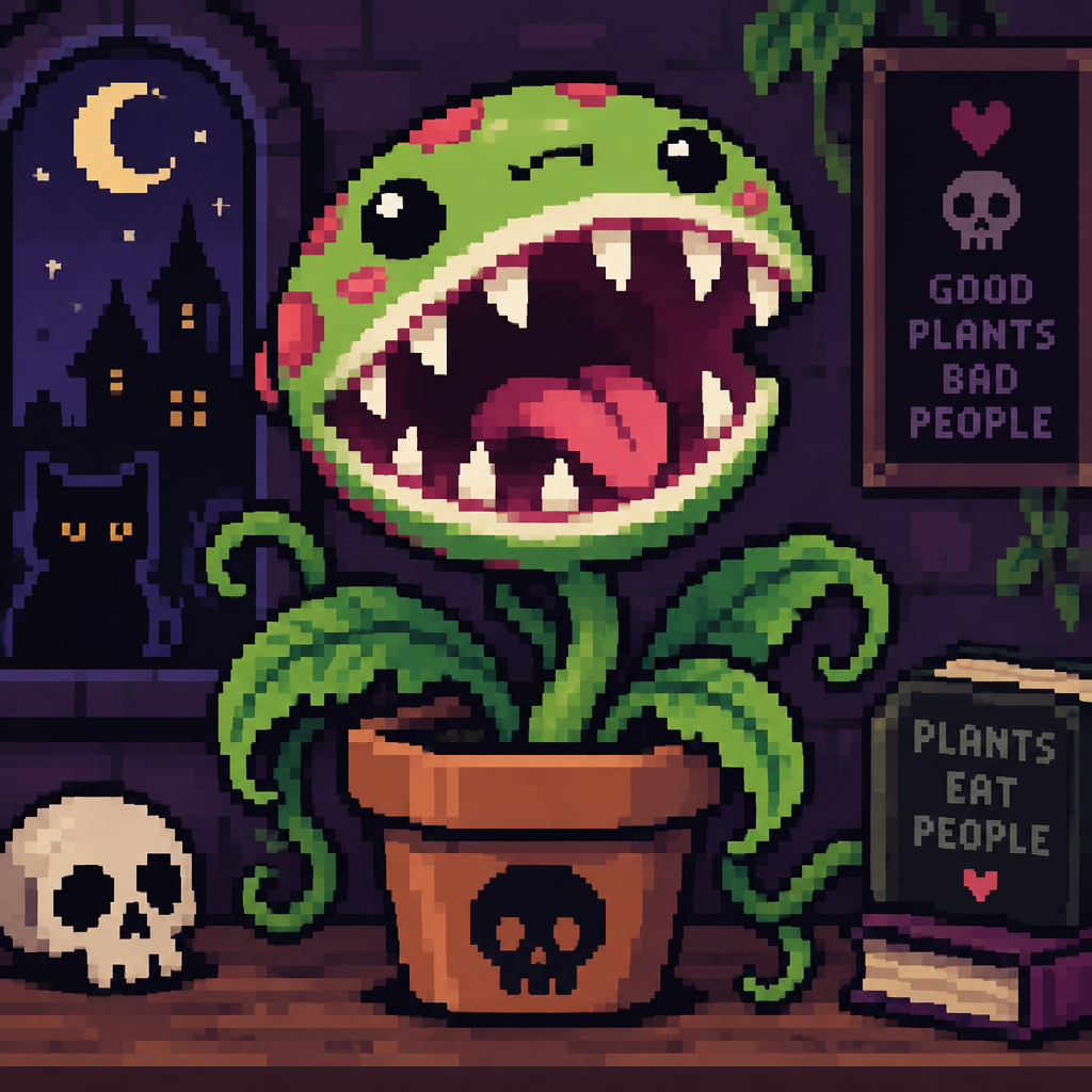 Spooky cute Kawaii carnivorous plant.