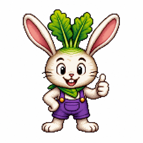 Cartoon turnip rabbit, full body, white background
