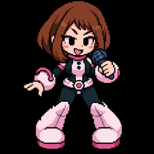 Friday Night Funkin' Ochako Uraraka from a front-facing perspective