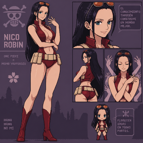 One piece Nico robin con la ropa de momo yaoyorozu
