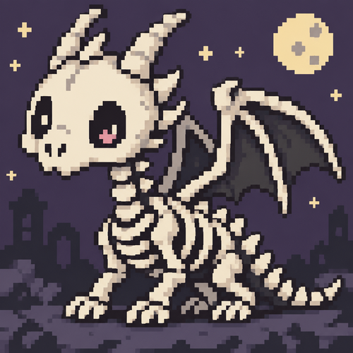 Cute kawaii skeleton dragon 