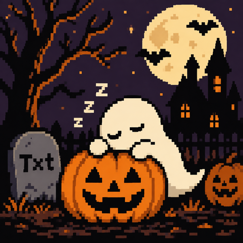 Halloween imagery with Txt resting which face