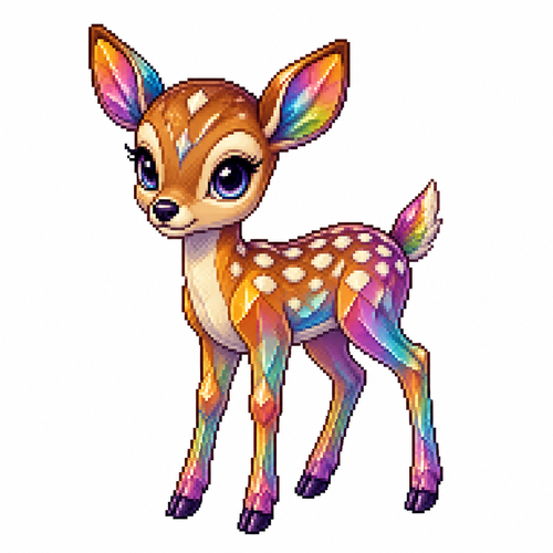 Cartoon prism fawn, full body, white background