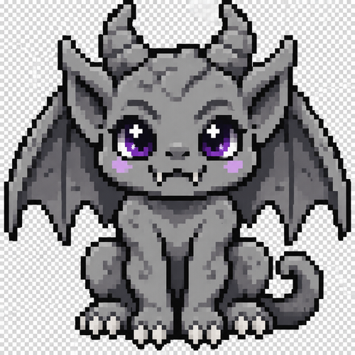 Cute spooky kawaii gargoyle. No background 
