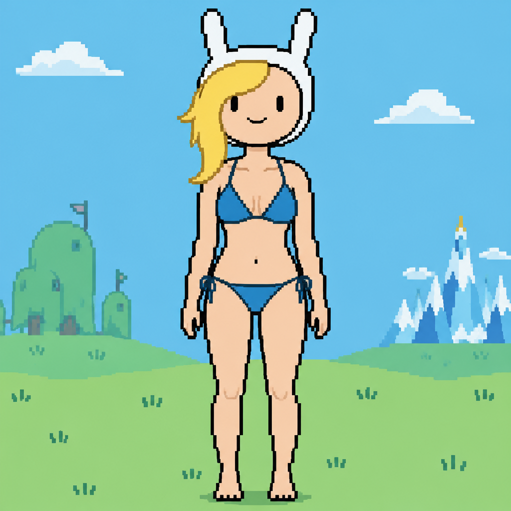 Fíonna la humana bikini adventure time perspectiva frente mechón de cabello un poco más largo