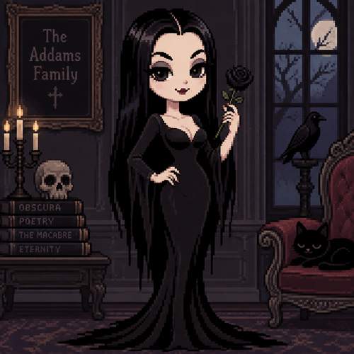 Cute kawaii spooky morticia adams 