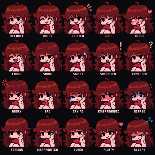 friday night funkin gf anime multiple face expression