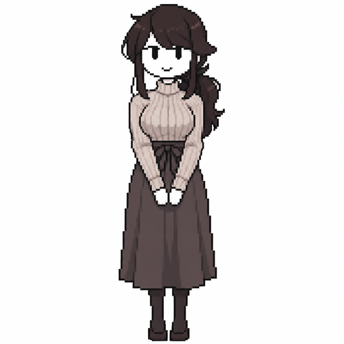 Jaiden animations but with the clothes and hair of the character Anna yamada mother, full body front perspective