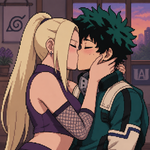 Ino yamanaka beso kiss izuku midoriya art beso mha