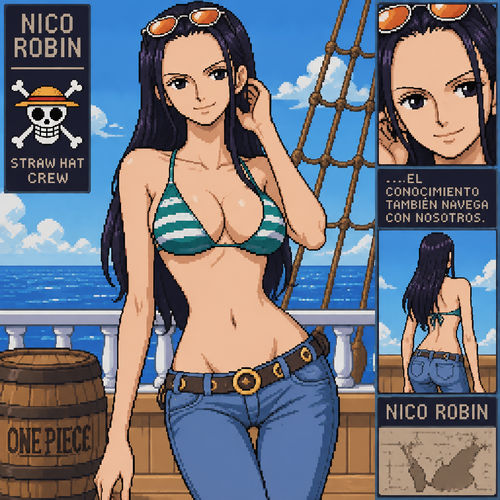 One piece Nico robin con la ropa de nami 