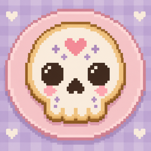Cute kawaii sugar cookies of a skull 