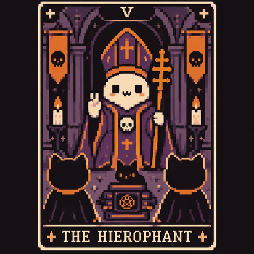 Spooky cute kawaii Halloween Tarot card- the heirophant