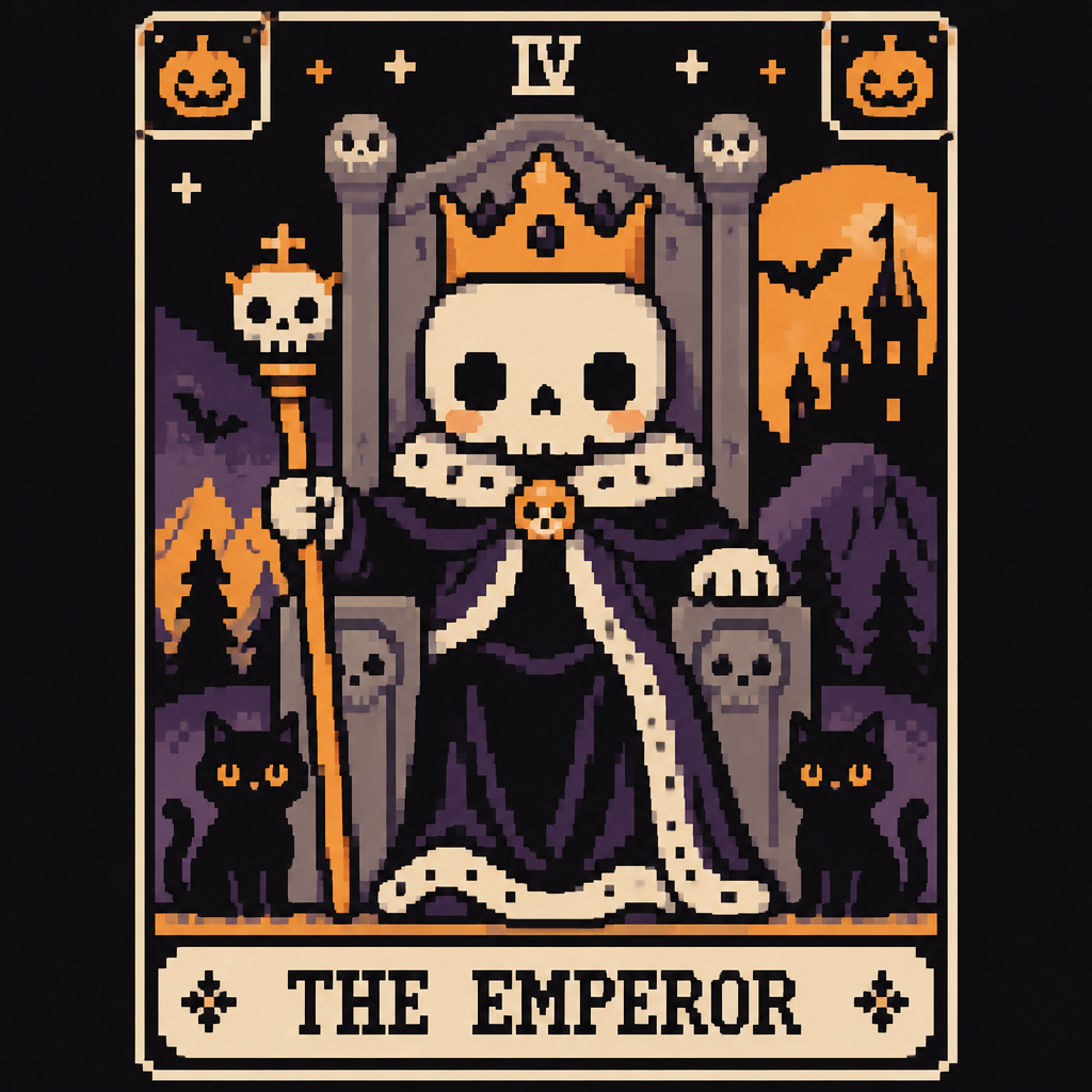 Spooky cute kawaii Halloween Tarot card- the emperor