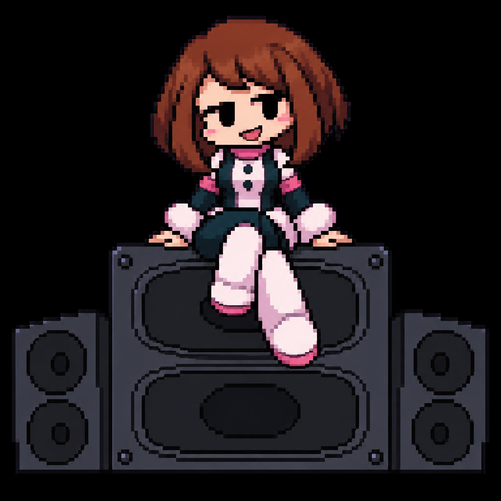 Friday Night Funkin' gf Ochako Uraraka from a front-facing perspective