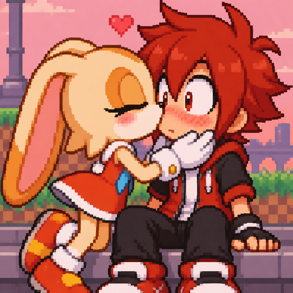 Cream the rabbit kiss beso original character boy red