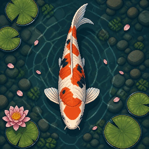 i want a top down image of a koi fish