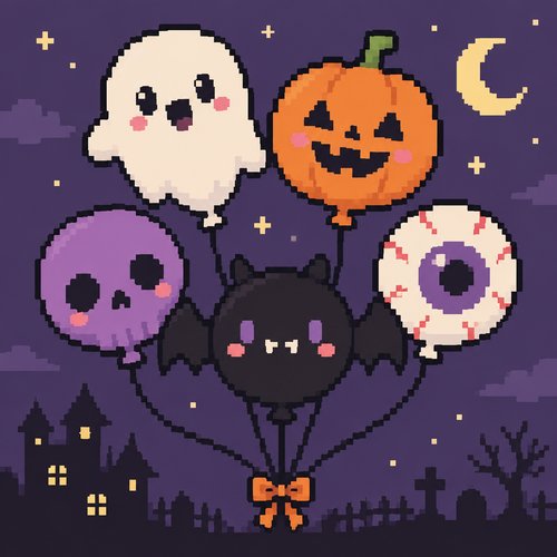 Cute kawaii spooky balloons 