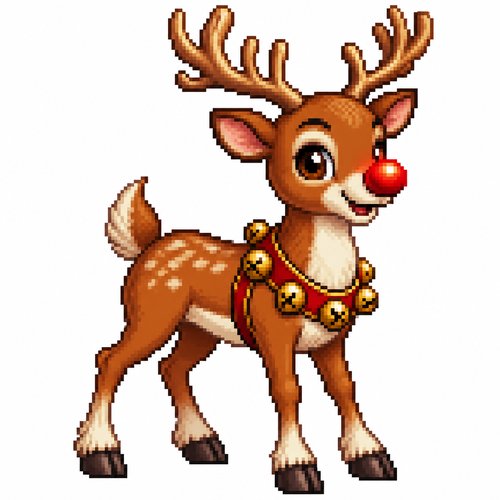 Roudolph the red nose rain deer. White background 