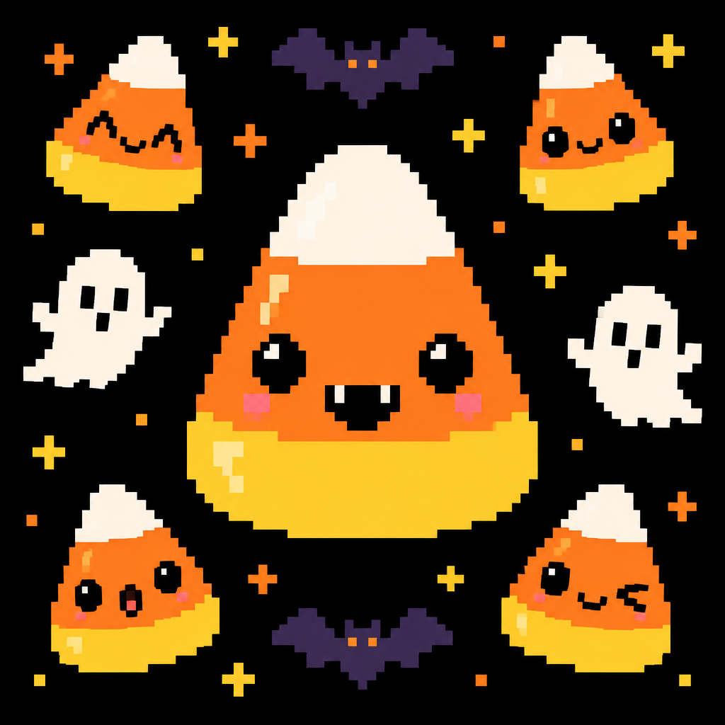Cute spooky kawaii candy corn