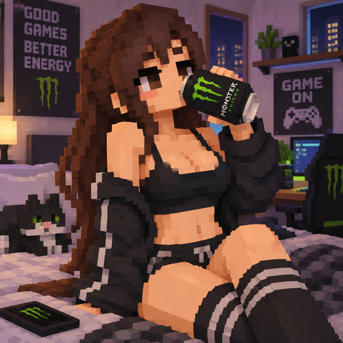 Sexy chick drink monster energy 
