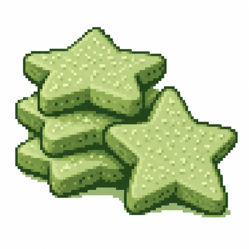 A stack of star-shaped shortbread cookies with crisp edges and sugar crystals. White background 