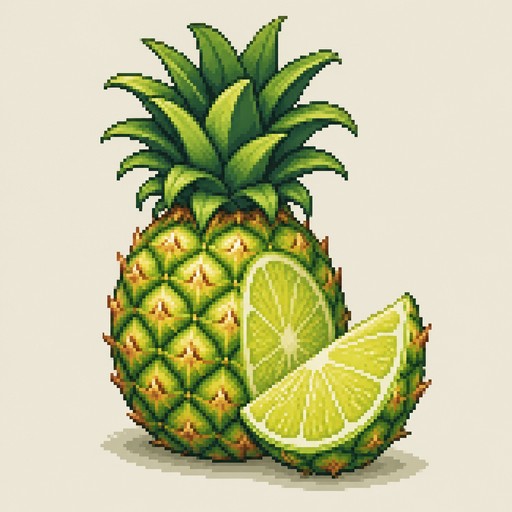 a  green lime and pineaple combined fruit