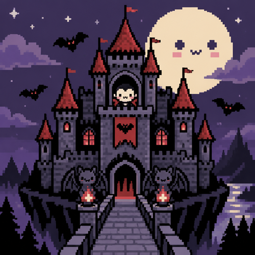 Spooky cute kawaii draculas castle 