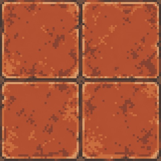 create a repeating terracotta tile that is 2x2 bricks and has texture using only 6 colours. it must be no more than 32x32 pixels