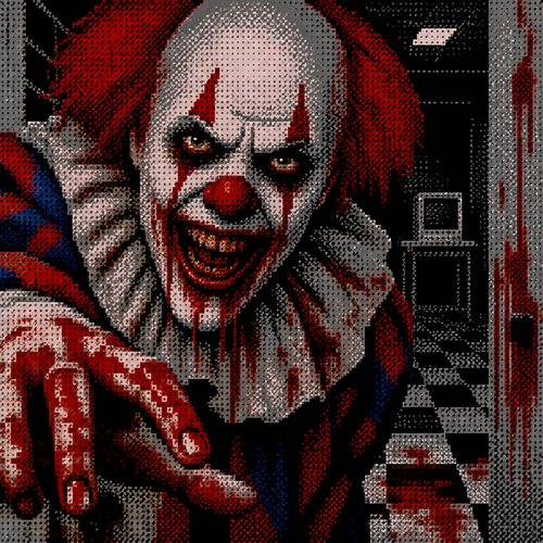 Realistic scary bloody clown 