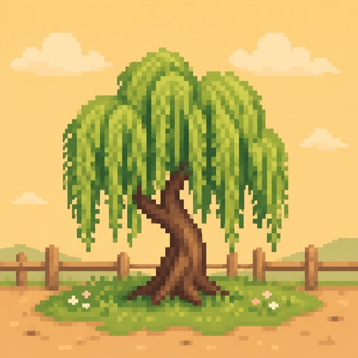 Pixel art willow
 tree flat shading. Very simple. Max 32 pixels