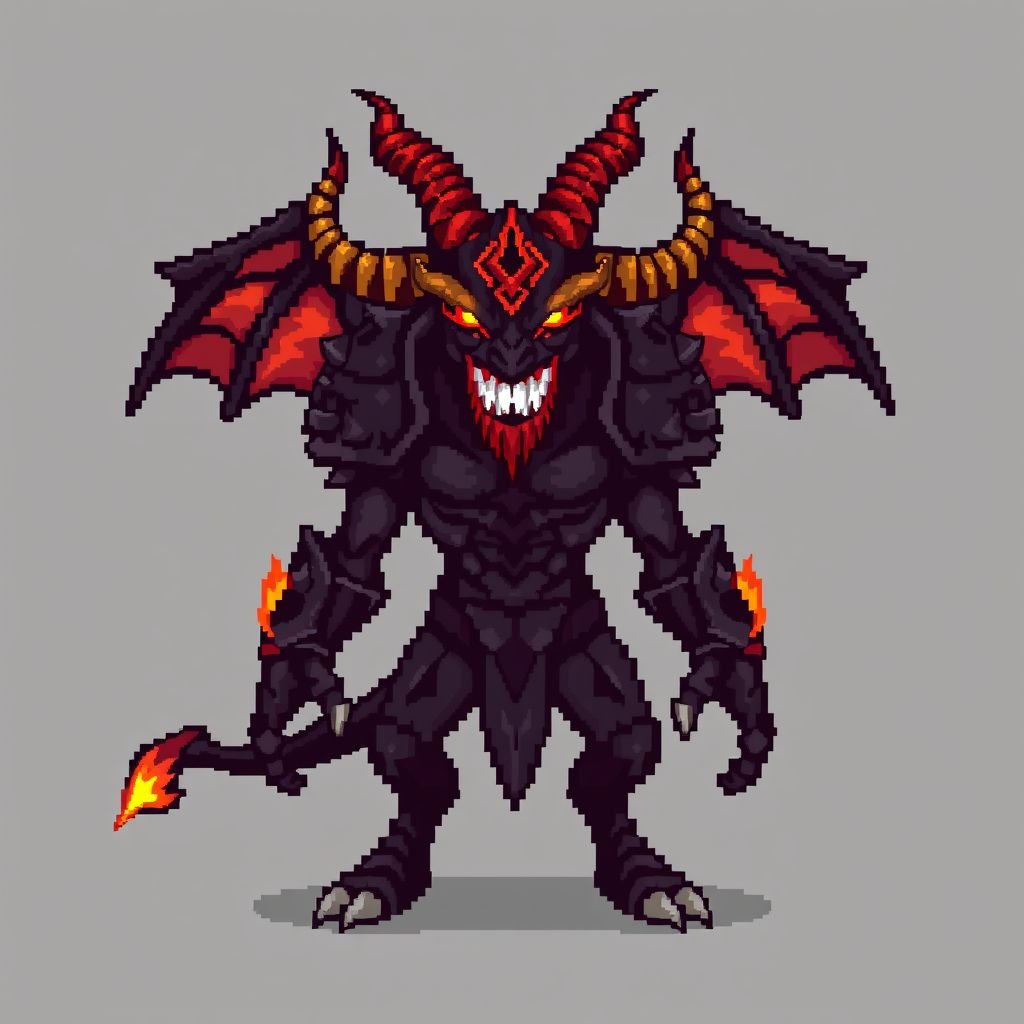 Fantasy boss demon sprite 2D full body facing