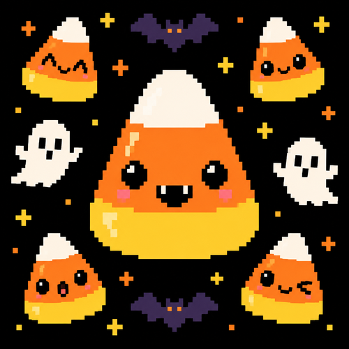 Cute spooky kawaii candy corn 