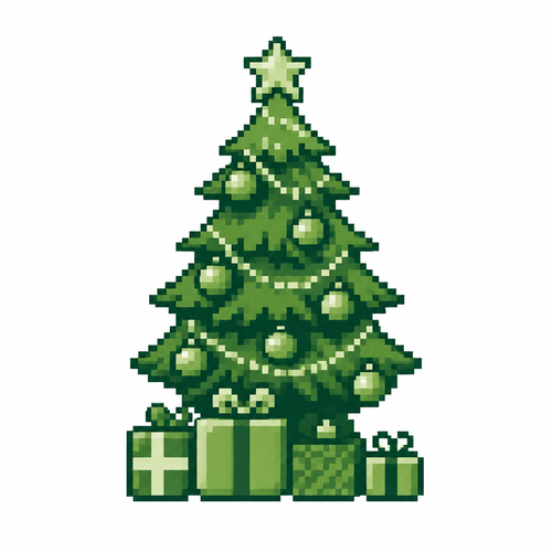 Christmas tree with presents. White background 