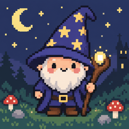 Cute kawaii gnome in a wizard costume 