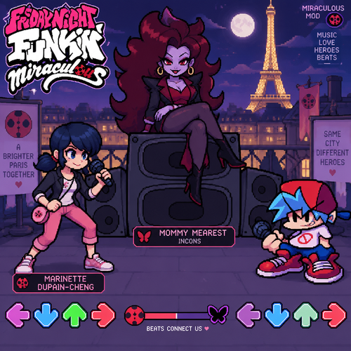 Friday night Funkin miraculous   
Marinette Dupain-Cheng
 mommy mearest  incons