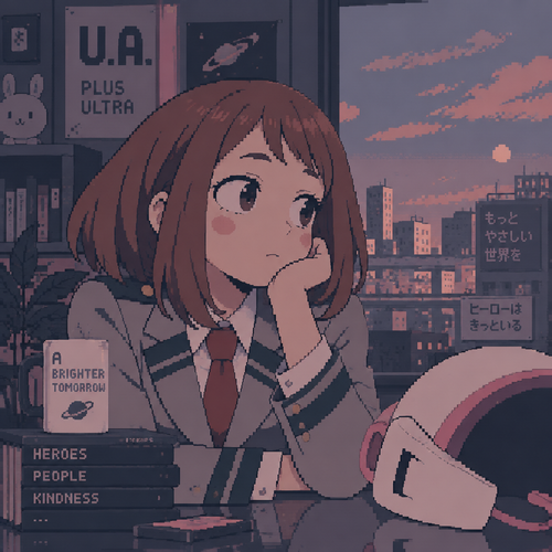 Ochako uraraka con el estilo de dibujo del artista diives 