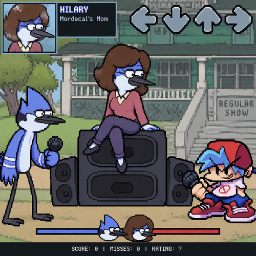 Friday night Funkin regular show hilary  madre de mordecai gf