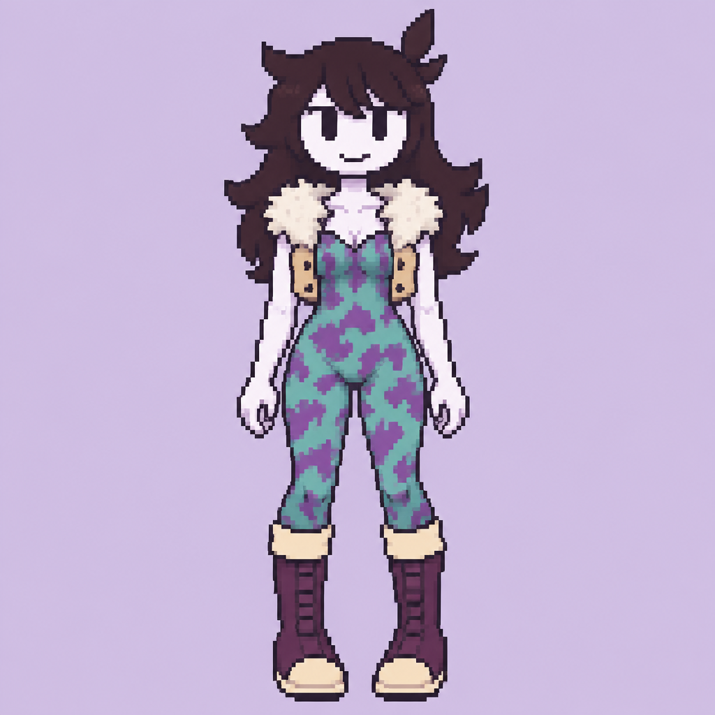 Jaiden animations but with the clothes and hair of the character Mina ashido with full front perspective