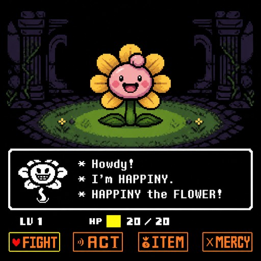 happiny imitando a flowey