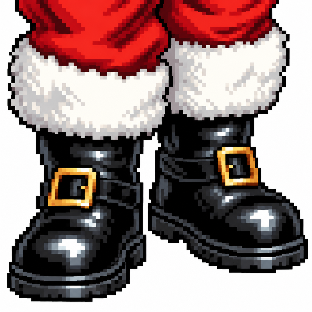 Close up of Santa boots. Wipe background high contrast.